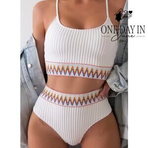 Zuobango High Waist Crop Bikini Swimsuit Size XL